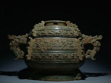 14.8'' Chinese antique Pot Old bronze Cooking Vessel warring states period