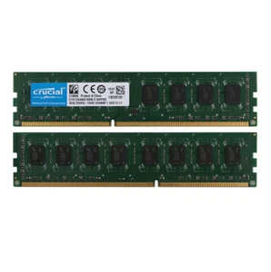 8GB Crucial 2X 4GB PC3L 12800U 2RX8 DDR3 1600MHz Desktop Memory RAM DIMM 8 GB , - Picture 1 of 9