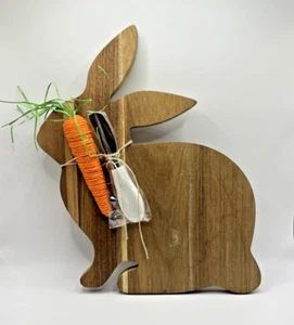 Bunny Rabbit shaped Cutting Chacuterie Board & Spreader NEW - Picture 1 of 2