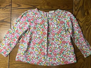 Mini Boden Floral Shirt with Gold Threading On Collar Girls Shirt Size 4-5 - Picture 1 of 3