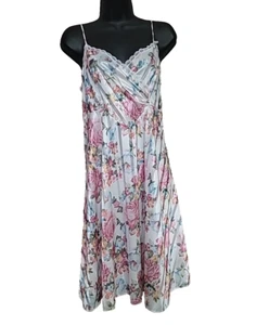 Vtg Polyester Pink Blue Floral Women’s Nightgown Babydoll USA Made Size L XL ? - Picture 1 of 8