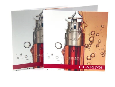 NEW CLARINS DOUBLE SERUM HYDRIC+LIPIDIC SYSTEM 2 X SAMPLE CARD SIZE - .9 ML EACH - Image 1 of 2