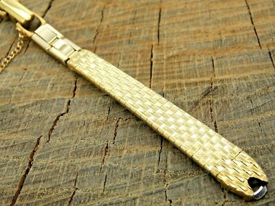 Vintage Bulova NOS Unused Rolled Gold Plate Butterfly Clasp C-Ring Watch Band - Image 1 of 4
