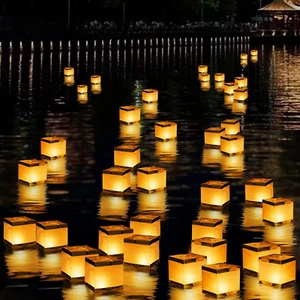 20Pack 5.9" Inch Square Floating Candles Lantern Set,Outdoor Decoration Waterpro - Picture 1 of 12