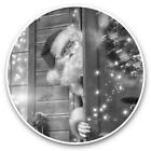 2 x Vinyl Stickers 20cm (bw) - Vintage Santa Claus Father Christmas  #37666