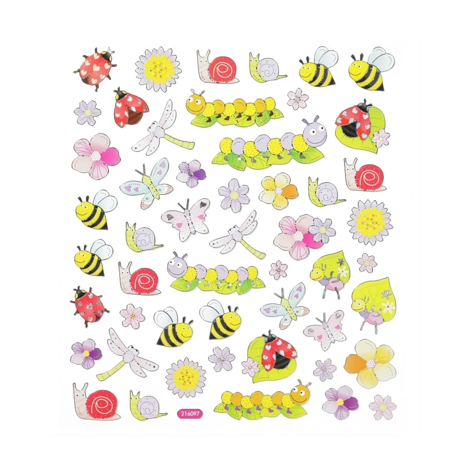 Sticker Raupe Schnecke Biene Aufkleber Tiere Kindersticker Bastelmaterial Bogen - Bild 1 von 2