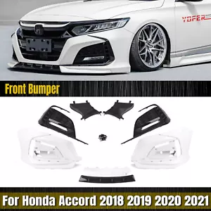 White Front Bumper Surround Cover Lip Kit For Honda Accord 10th 2018-2021 YOFER - Picture 1 of 11