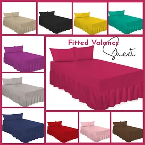 Fitted Valance Sheets Polycotton Luxury Non- Iron Plain Dyed Premium Bed Sheets - Picture 1 of 23