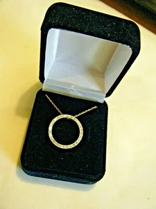 New with Box 10k Yellow Gold Round Diamond Pendant and 18" Chain 1.8g - Picture 1 of 5