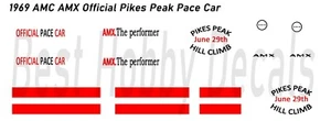Calcomanías de tobogán acuático AMC AMX Pikes Peak 1969 Pace Car escala 1/18 - Imagen 1 de 4