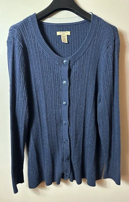 Cárdigan Suéter Covington Mujer 24 26 W Azul Botón Preppy Academia Cabincore Foto 1 de 4