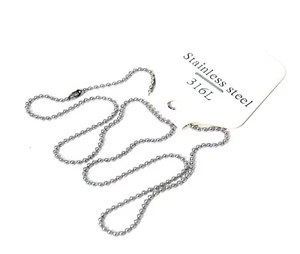 Ball Chain 1.5 mm 316L Stainless Surgical Steel 16.75 inches Hypoallergenic - Imagen 1 de 4