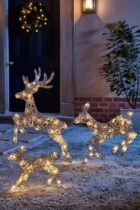 Christmas Decorations Leaping Reindeer Set of 3 80 Warm White LED Light 2316 - Picture 1 of 9