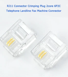 Connecteur RJ11 Fiche à Sertir 2 cœurs 6P2C Téléphone Fixe Télécopieur Connecteur - Photo 1/8