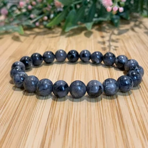 Natural Larvikite 8mm Round Shape Beaded Gemstone Healing Stretch Bracelet - Picture 1 of 4