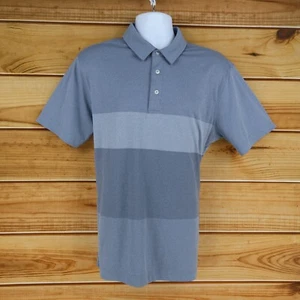 Falls Creek Polo Golf Shirt Mens Size L Blue Striped 100% Polyester Comfortable - Picture 1 of 8