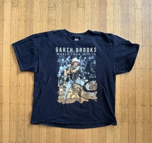 Garth Brooks 2014-2015 World Tour Black T Shirt Sz XL AOP Graphic 2 Sided Hanes - Picture 1 of 3