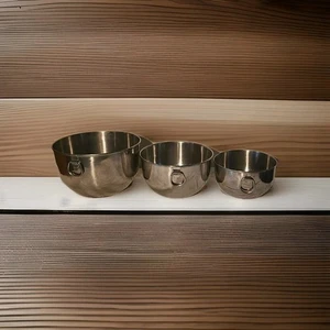 Set of 3 Farberware #734 Nesting Mixing Bowls Stainless Steel Double Thumb Rings - Picture 1 of 12