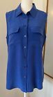 Equipment Femme Signature Silk Shirt Sleeveless Blue Blouse EUC Size Medium