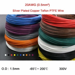 PTFE 20AWG Silver Plated Copper Polytetrafluoro Wire 1.5mm Audio Stranded Cable - Picture 1 of 6