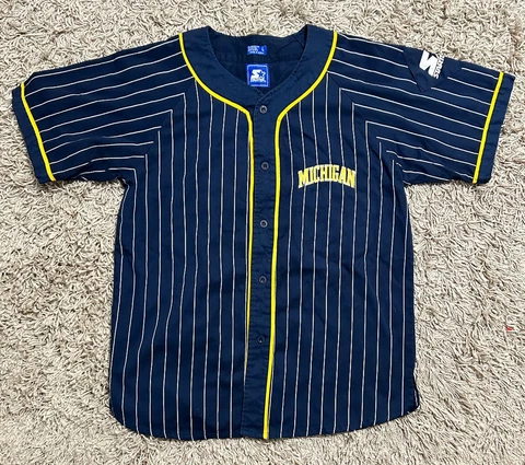 VINTAGE MICHIGAN WOLVERINES STARTER JERSEY LARGE FAB 5 STRIPED VTG RETRO NCAA Cover