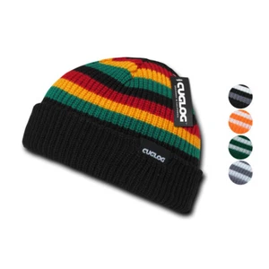 Cuglog Beanies Rasta Sailor Striped Knit 3 Tone Winter Skull Caps Hats Ski Warm - Picture 1 of 12
