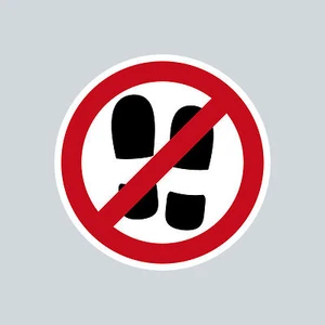 Sticker 4cm round sticker shoe entry prohibited not with shoes shoe ban - Picture 1 of 9
