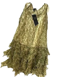 NUEVO CON ETIQUETAS KATE MOSS PARA TOPSHOP seda gasa volantes verde coqueto mini vestido EE. UU. 8 10 - Imagen 1 de 5