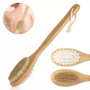 Long Handle Bath Body Brush Dual-Sided Shower Back Scrubber Exfoliating Massager - Picture 1 of 7