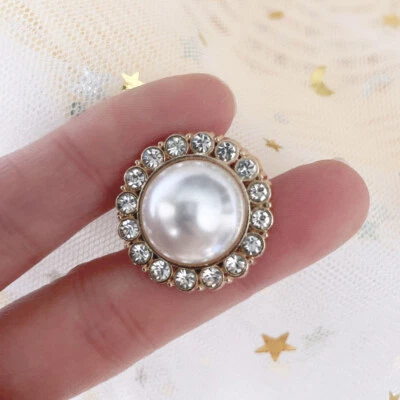 10Pcs Round Rhinestone Pearl Buttons Embellishments for Clothes DIY Sewing - Image 1 of 4