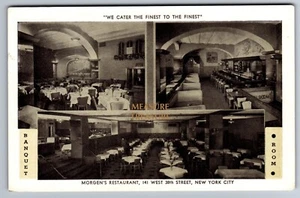 C.1945 NYC, NY MORGEN'S RESTAURANT W 38TH ST INTERIOR, SUSSMAN VOLK Postcard P71 - Picture 1 of 2