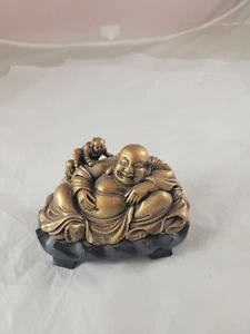 Vintage Bronze Buddha 4" Tall By 5 1/2" Wide - Picture 1 of 6