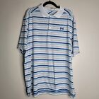 Under Armor Loose Golf Mens Polo Shirt Size 2Xl Blue White Stripe