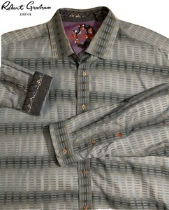 ROBERT GRAHAM Stylish Long Sleeve Embroidered Flip Cuff Shirt XXL. Ships Fast! - Picture 1 of 13