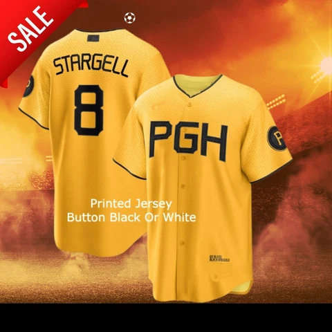 No#8 Pirates Willie Stargell Gold 2023 City Connect Printed Player Jersey S/5XL Cover