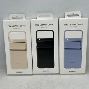Genuine Samsung Galaxy Z Flip4 Flap Leather Cover Case Black / Blue / Pink - Picture 1 of 19