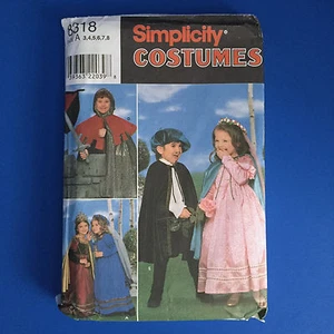 Simplicity 8318 Childrens Medieval Renaissance Costume Pattern Size A 3-8 UC FF - Picture 1 of 6