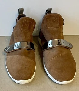 Giuseppe Zanotti Hombre Diseño Correa Gamuza Tostado Parte Superior Baja Zapatilla Entrenador AU 9.5 - Imagen 1 de 10