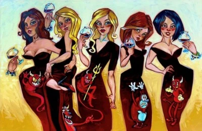 Тодд белый дьяволов в вине подписанный пронумерованный ограниченного тиража современного искусства холст - Изображение 1 из 4