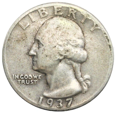 1937 Washington Quarter 90% Silver (Condition: Fine) See Pics N785 Cover