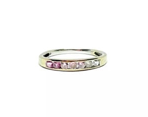 9CT White Gold Pink Sapphire & CZ Ring Size L1/2 (US 6 1/4) - Picture 1 of 11