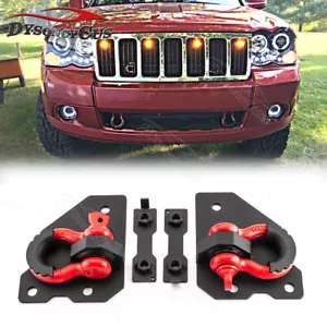 For 2005-2011 Jeep Grand Cherokee Front Tow Hook Shackle Mount+ 3/4'' D Ring Kit - Zdjęcie 1 z 6