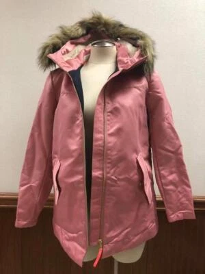 J Crew $298 Pink Parka with quilted lining fur hood XS H2223 coat winter - Image 1 of 4