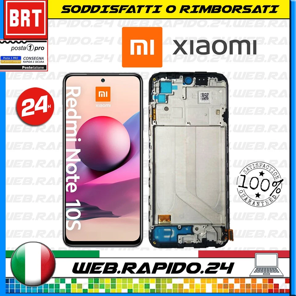 DISPLAY LCD+TOUCH+FRAME XIAOMI REDMI NOTE 10S 4G M2101K7BNY SCHERMO FULL SIZE - Immagine 1 di 1
