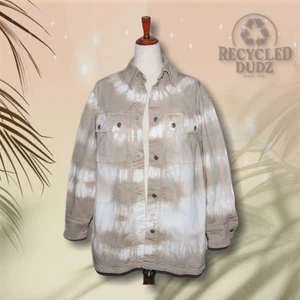 $845 STELLA McCartney talla 44 Bambú Safari Tie Dye Denim Camisa Chaqueta Hecha en Italia - Imagen 1 de 9