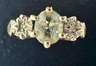 9ct Yellow Gold Topaz And Diamond Set Band Ring Vintage - Image 1 of 4