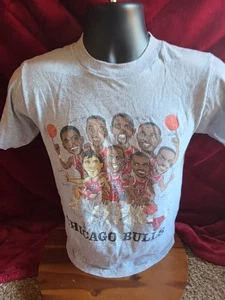 VTG 90s Chicago Bulls NBA Hoopla Caricature Shirt Jordan YS NBA Salem Sportswear - Picture 1 of 7
