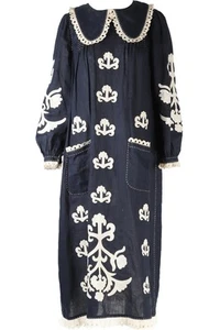 VITA KIN NAVY LINEN MIDI DRESS XSMALL - Picture 1 of 4