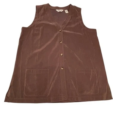 Orvis Brown Faux Suede Vest Classic Outdoor Hunting Western Womens XL Academia - Image 1 of 4