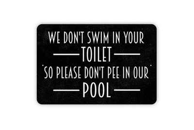 Divertido letrero o pegatina de metal con reglas de piscina - decoración rústica Foto 1 de 4